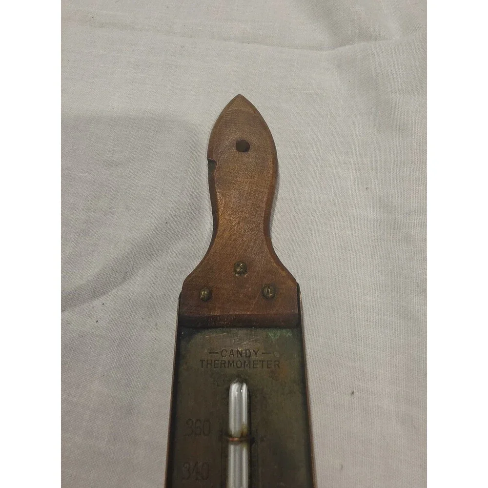 Vintage German Candy Thermometer – Wood Handle - Farmhouse decor